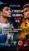 JCh-2026. Oʻzbekiston — Kolumbiya o'yini Jonli efir 18-06-2026 Zo'r tv